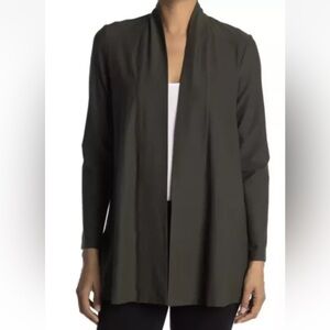 Eileen Fisher Women’s Open Front Blazer Cardigan Dark Gray / Black PM Petite Med